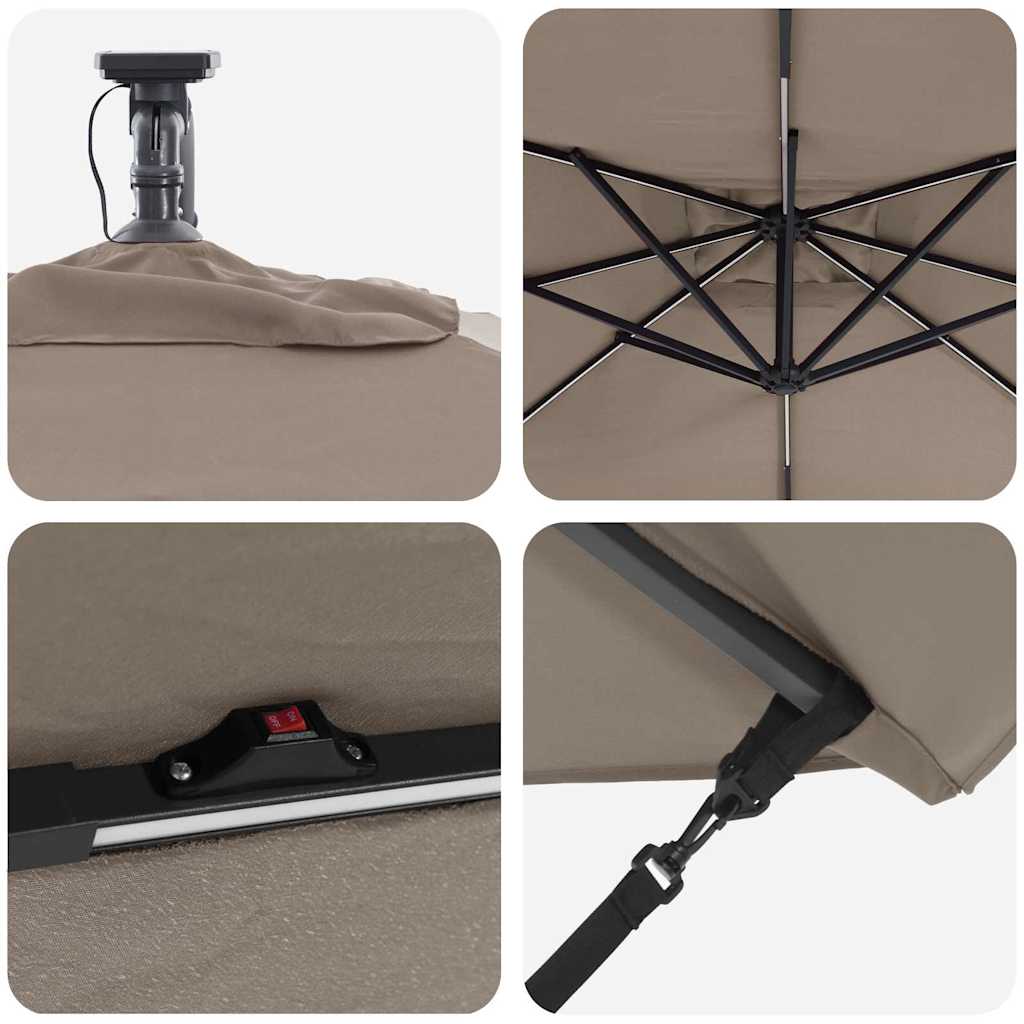 Sonnenschirm Taupe 249 x 249 x 250 cm Polyester und Aluminium