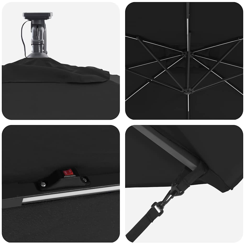 Sonnenschirm Schwarz 249 x 249 x 250 cm Polyester und Aluminium