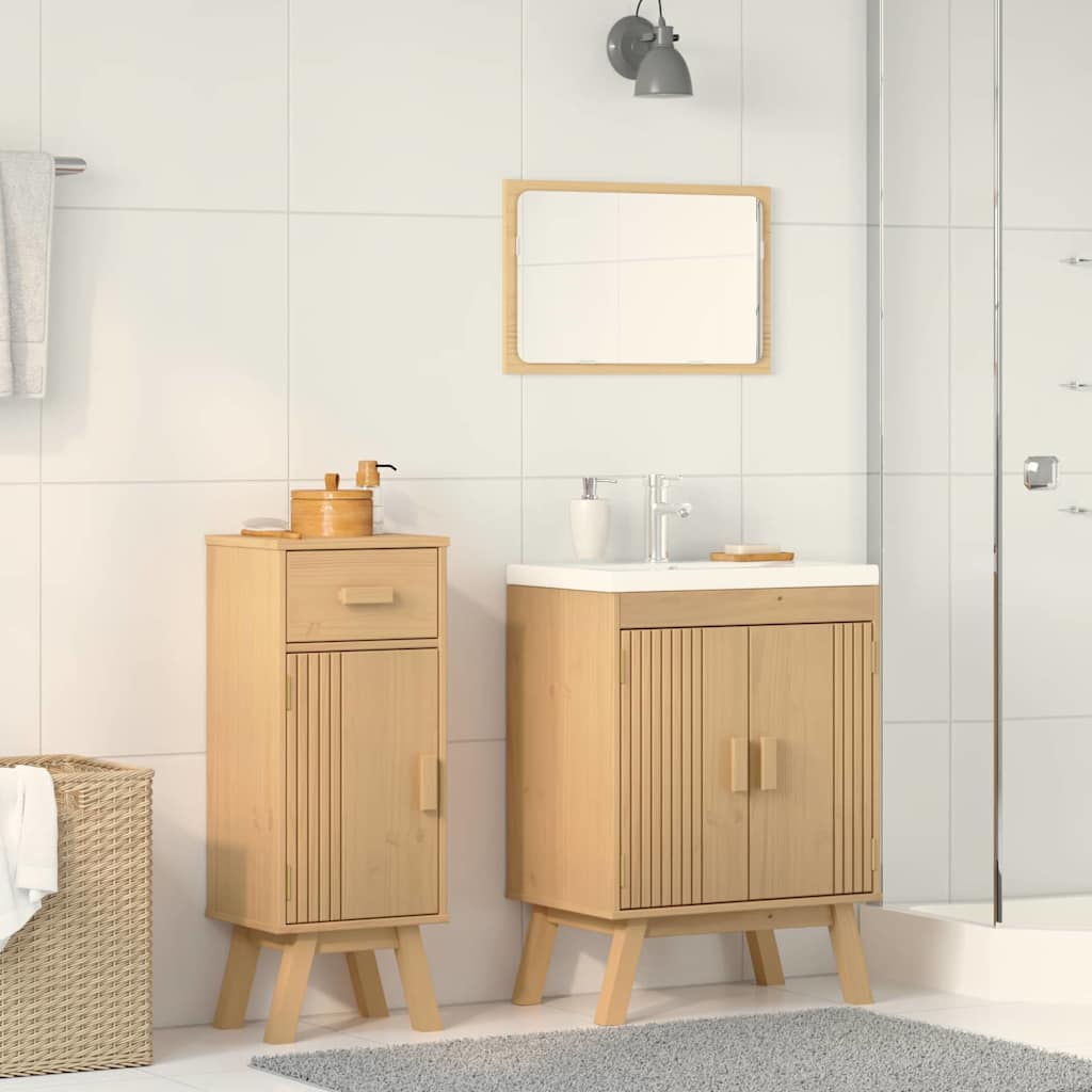 Badezimmermöbel-Set mit Regal 2 pcs Braun Massivholz Kiefer