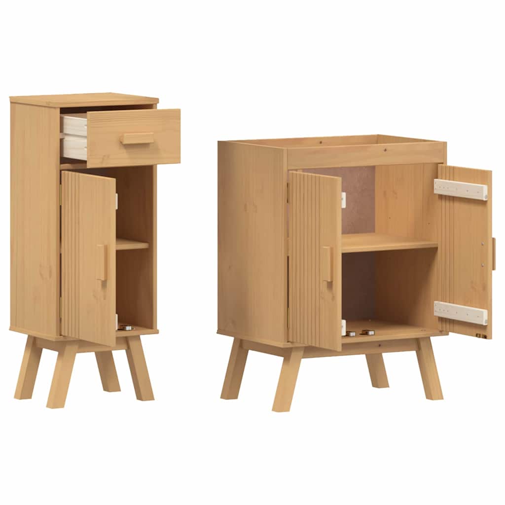 Badezimmermöbel-Set mit Regal 2 pcs Braun Massivholz Kiefer