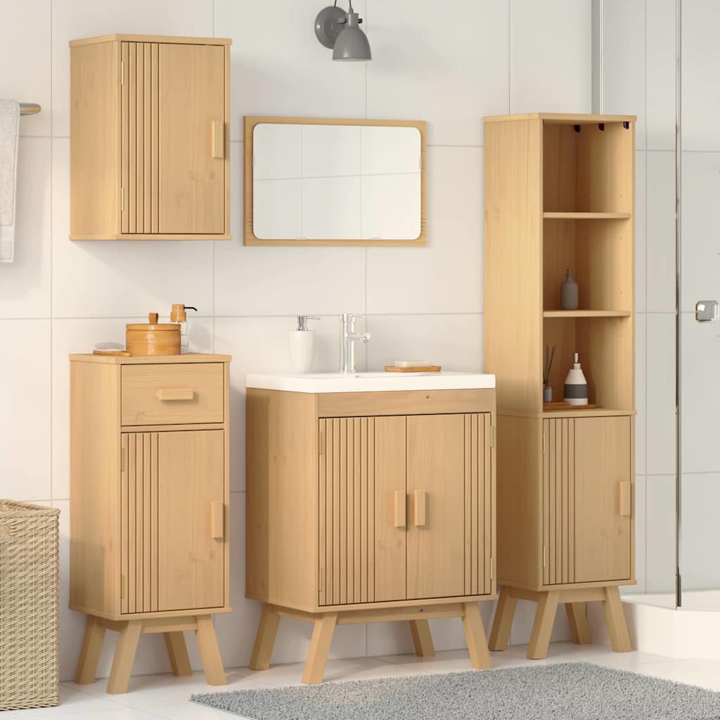 Badezimmermöbel-Set mit Regal 4 pcs Braun Massivholz Kiefer