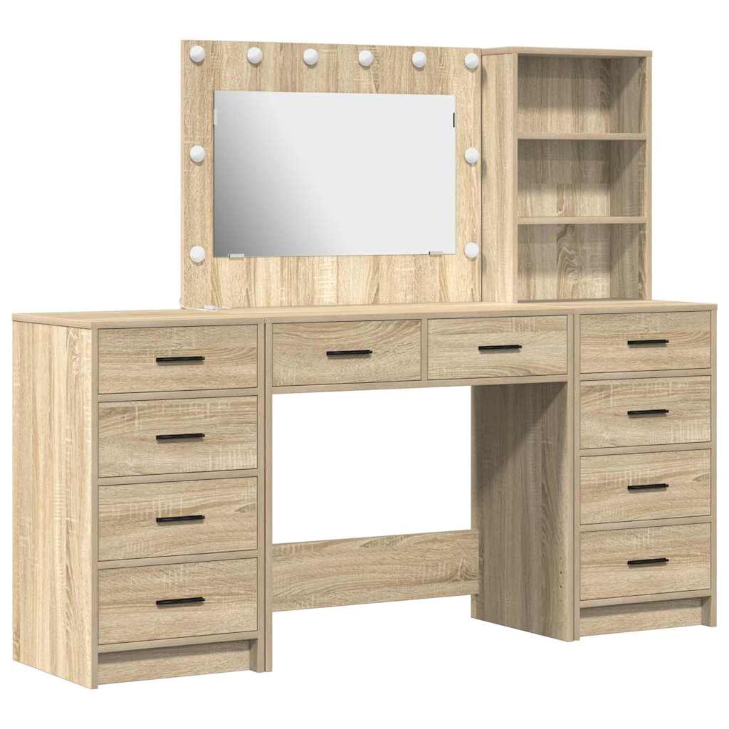 Schminktisch mit Schubladen 3 pcs Sonoma-Eiche Holzwerkstoff