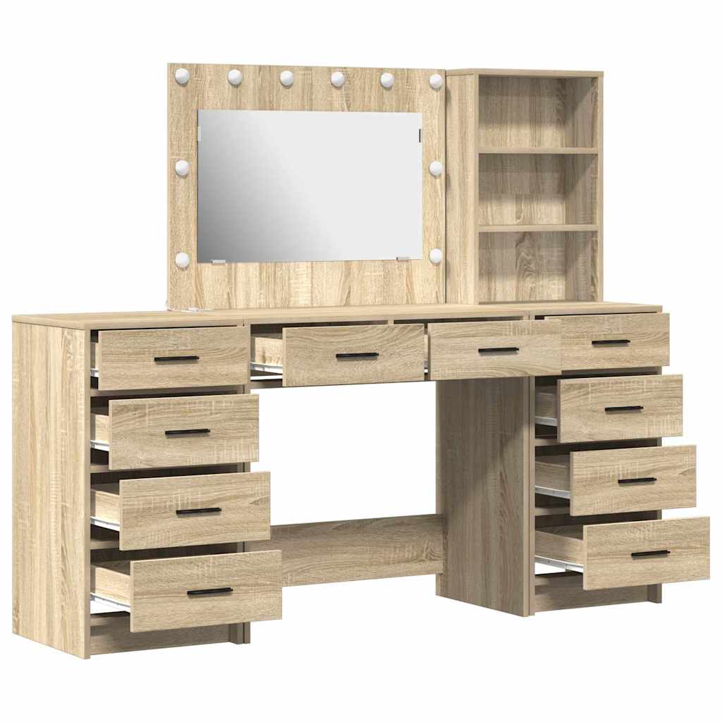 Schminktisch mit Schubladen 3 pcs Sonoma-Eiche Holzwerkstoff