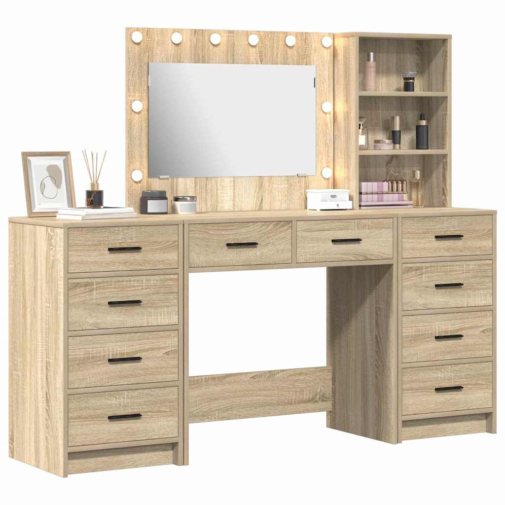 Schminktisch mit Schubladen 3 pcs Sonoma-Eiche Holzwerkstoff