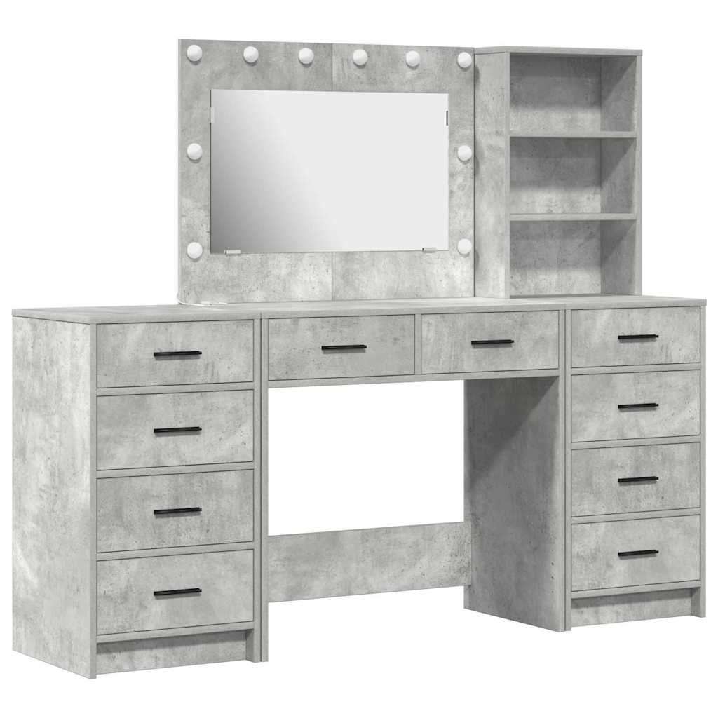Schminktisch mit Schubladen 3 pcs Beton Grau Holzwerkstoff