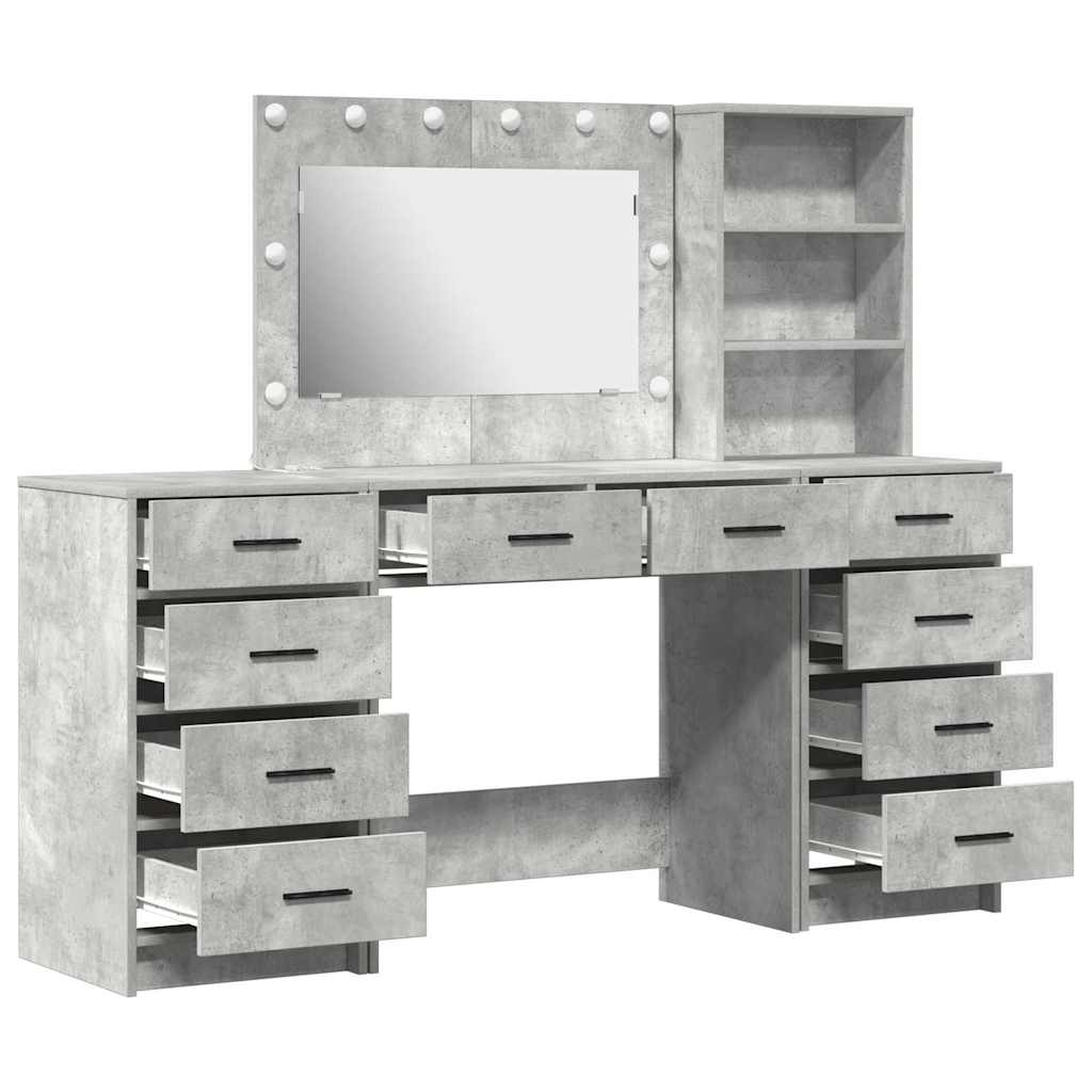 Schminktisch mit Schubladen 3 pcs Beton Grau Holzwerkstoff