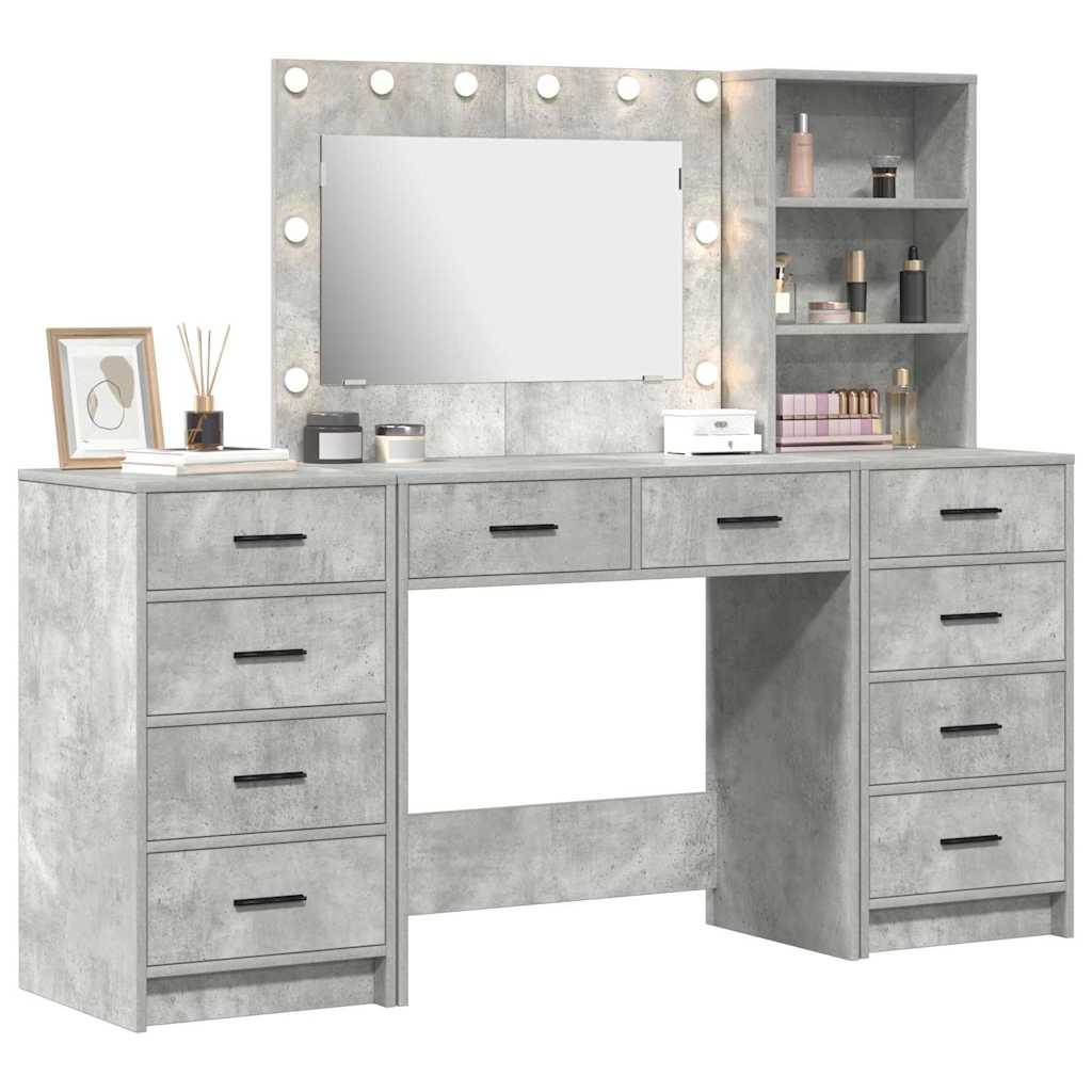 Schminktisch mit Schubladen 3 pcs Beton Grau Holzwerkstoff