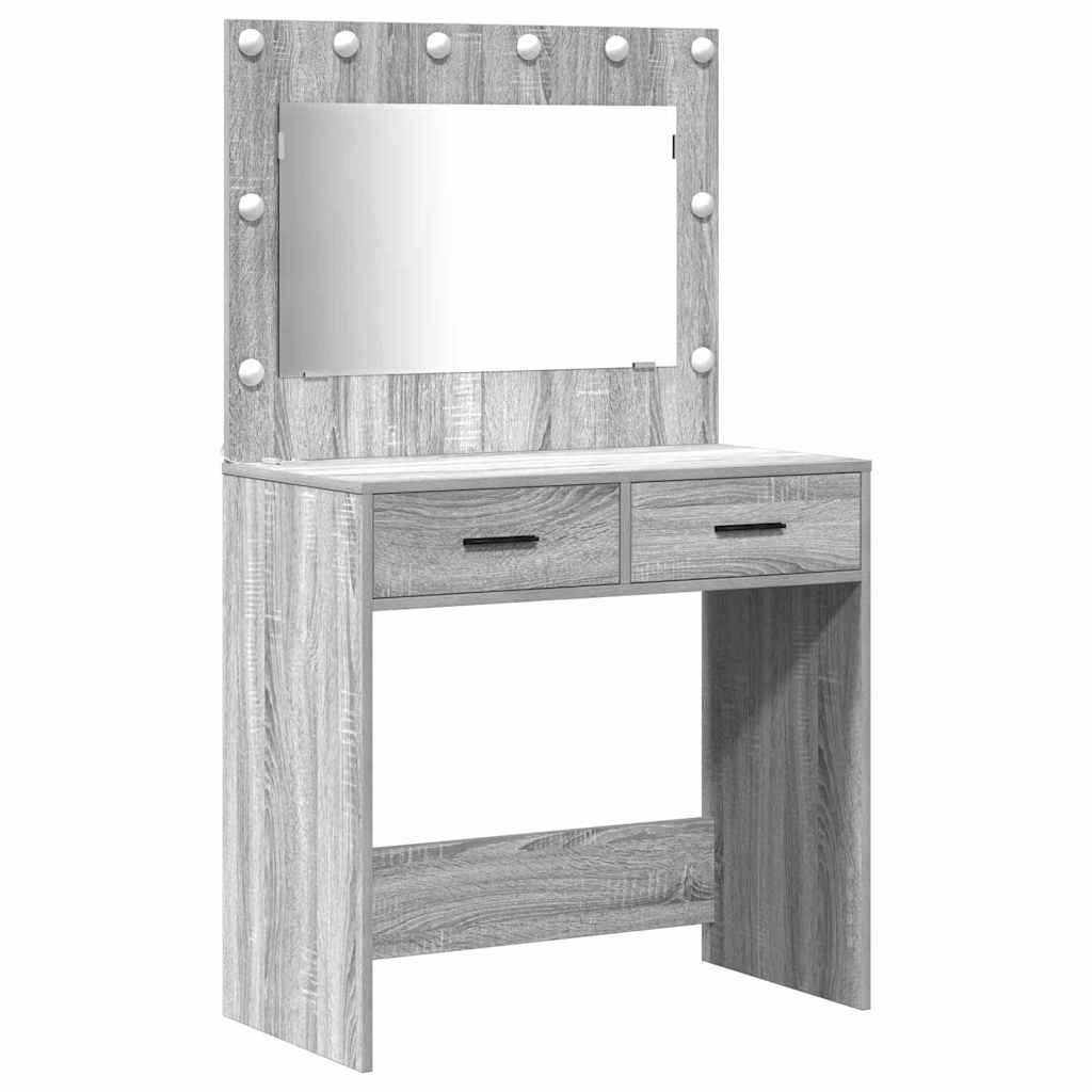 Schminktisch mit Schubladen 3 pcs Graues Sonoma Holzwerkstoff