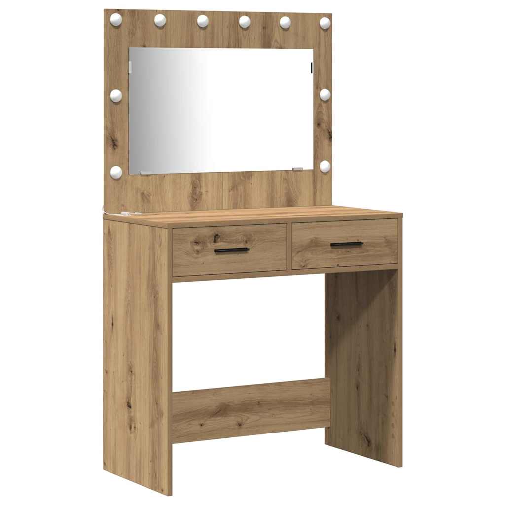 Schminktisch mit Schubladen 3 pcs Artisan-Eiche Holzwerkstoff