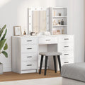 Schminktisch mit Spiegelbeleuchtung 3 pcs Weiß Holzwerkstoff