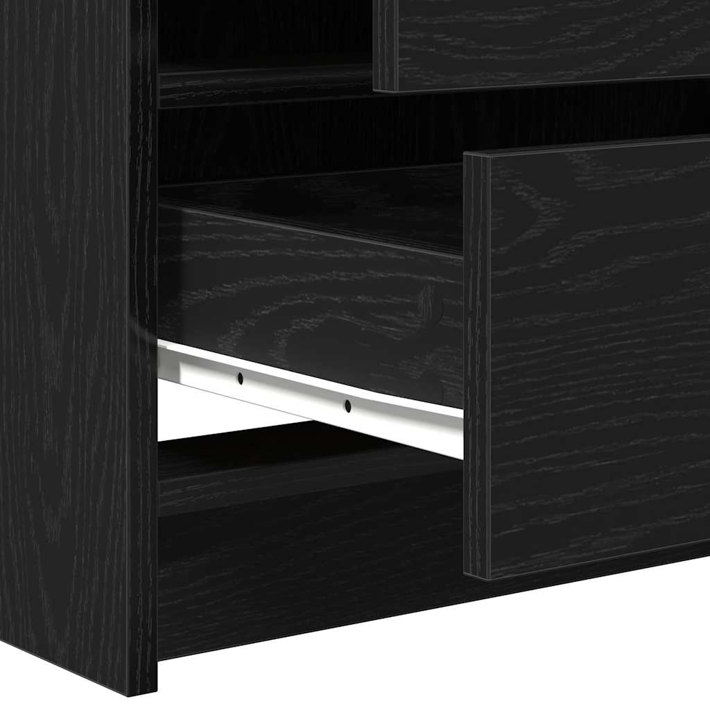 Schminktisch mit Spiegelbeleuchtung 3 pcs Schwarz Holzwerkstoff