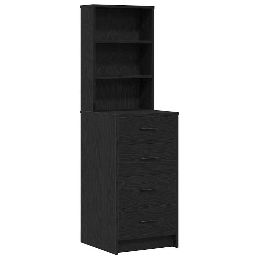 Schminktisch mit Spiegelbeleuchtung 3 pcs Schwarz Holzwerkstoff