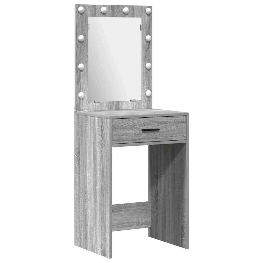 Schminktisch mit Spiegelbeleuchtung 3 pcs Grau Holzwerkstoff