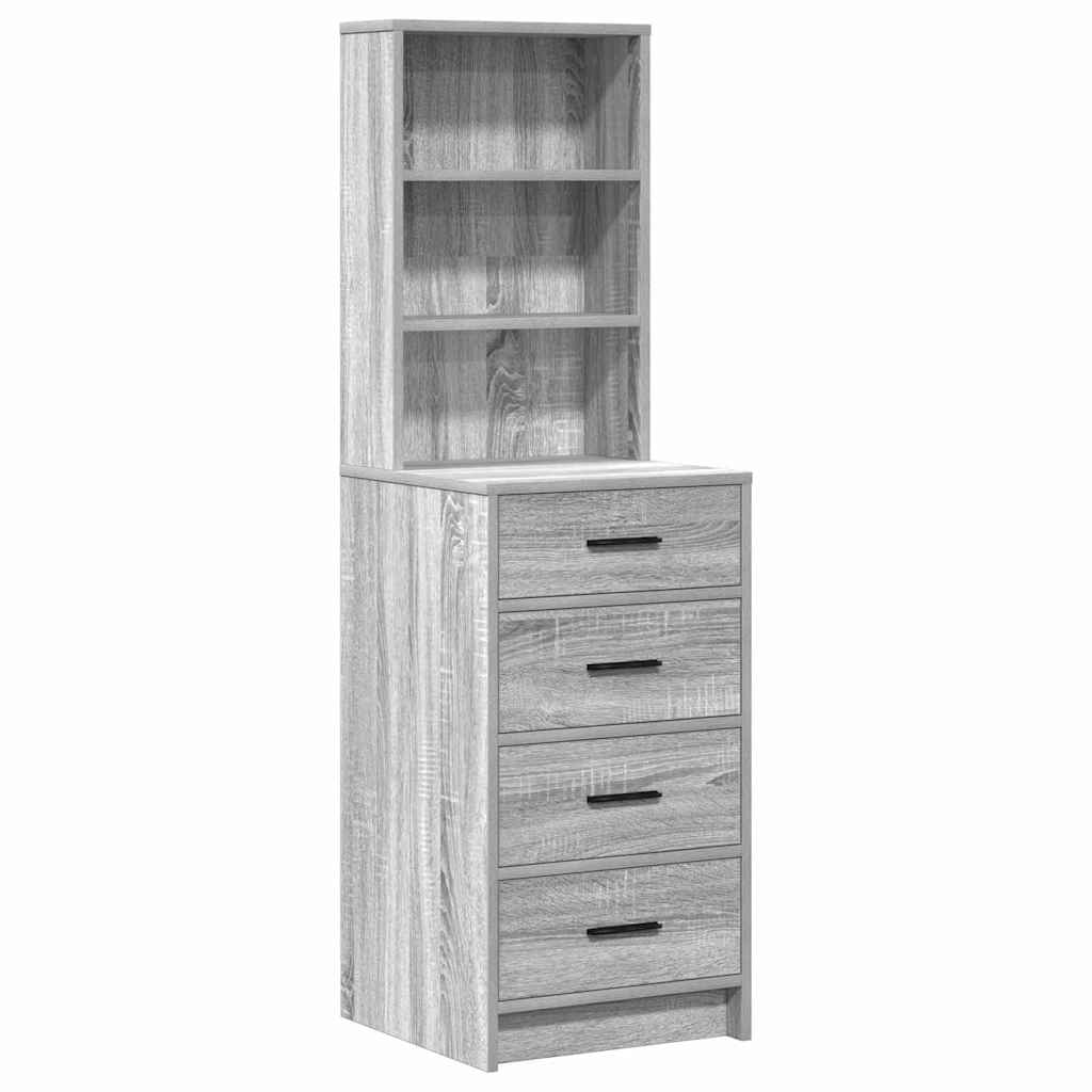 Schminktisch mit Spiegelbeleuchtung 3 pcs Grau Holzwerkstoff