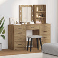 Schminktisch mit Spiegelbeleuchtung 3 pcs Braun Holzwerkstoff