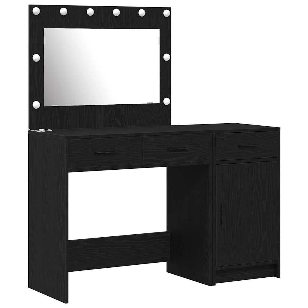 Schminktisch mit Spiegelbeleuchtung 2 pcs Schwarz Holzwerkstoff
