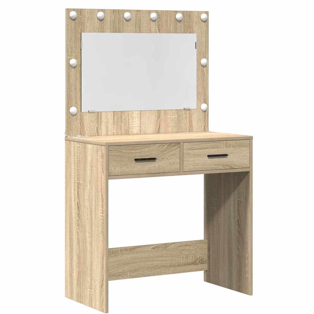 Schminktisch mit Spiegelbeleuchtung 2 pcs Braun Holzwerkstoff