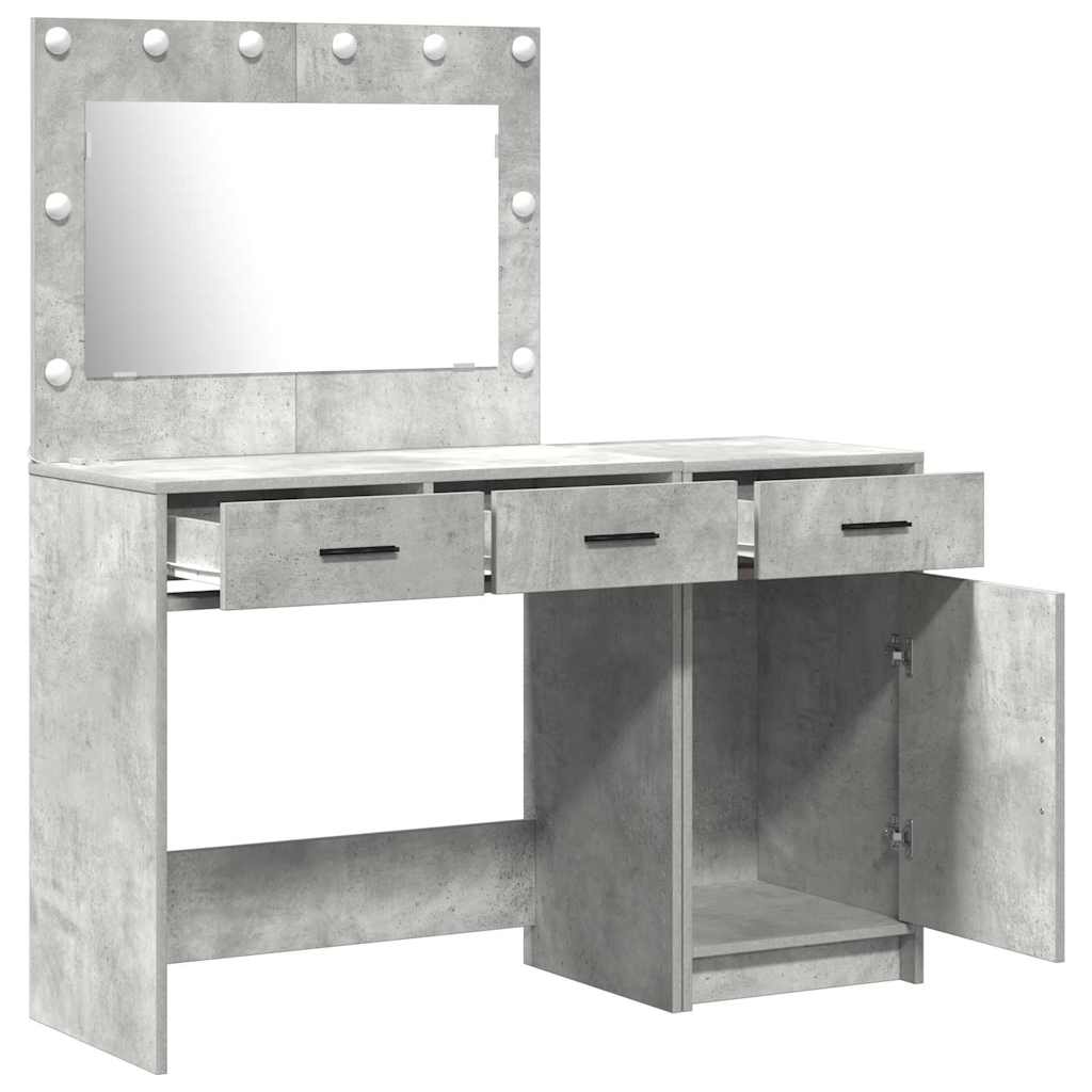 Schminktisch mit Spiegelbeleuchtung 2 pcs Grau Holzwerkstoff