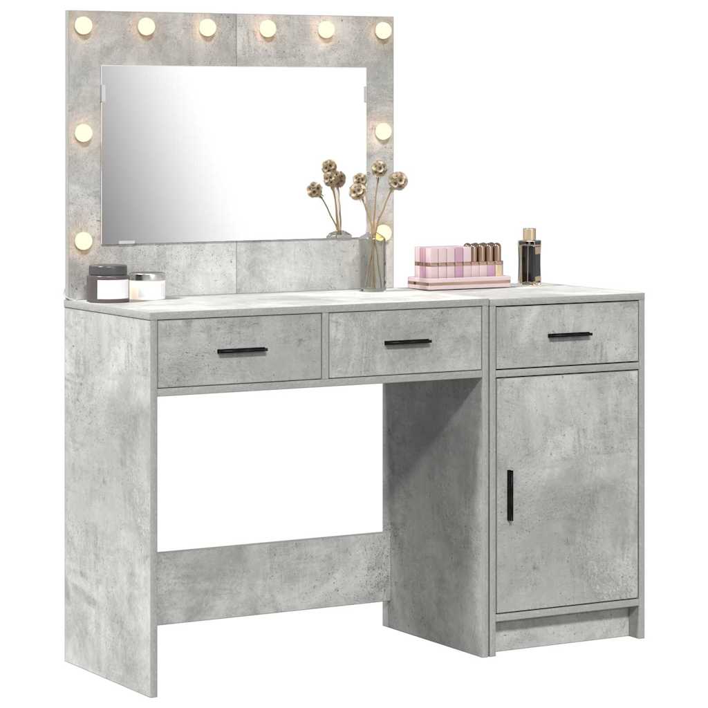 Schminktisch mit Spiegelbeleuchtung 2 pcs Grau Holzwerkstoff