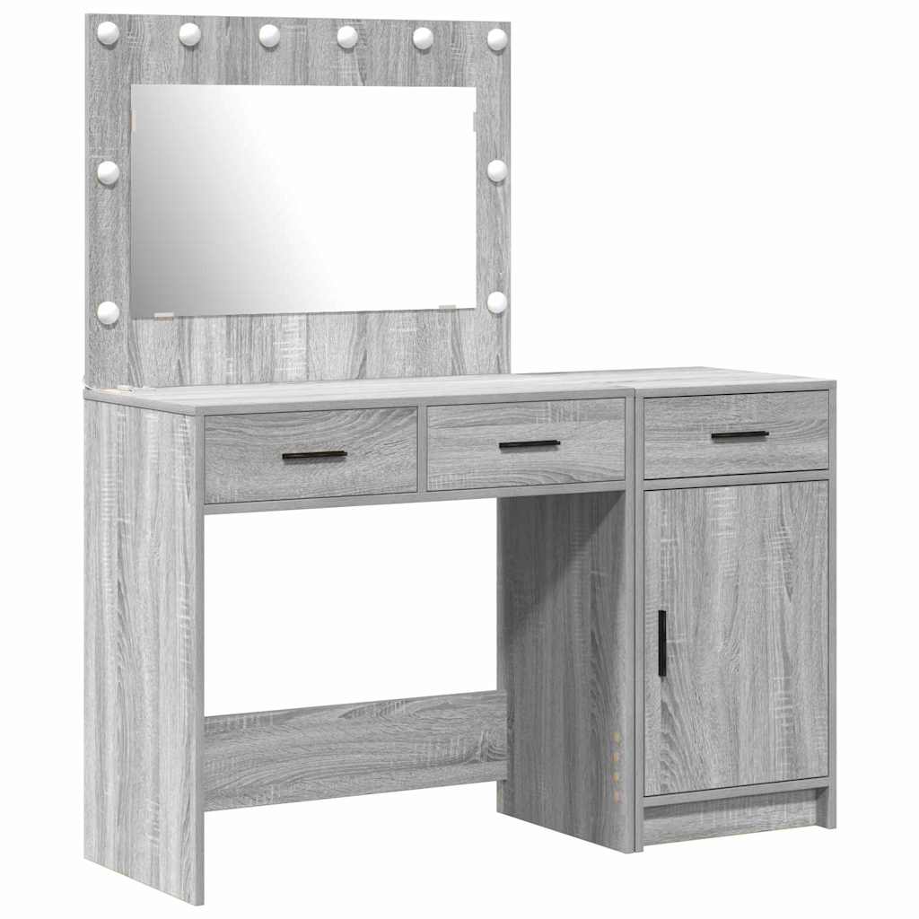 Schminktisch mit Spiegelbeleuchtung 2 pcs Grau Holzwerkstoff