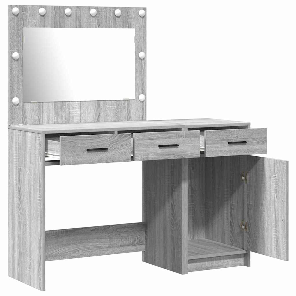 Schminktisch mit Spiegelbeleuchtung 2 pcs Grau Holzwerkstoff