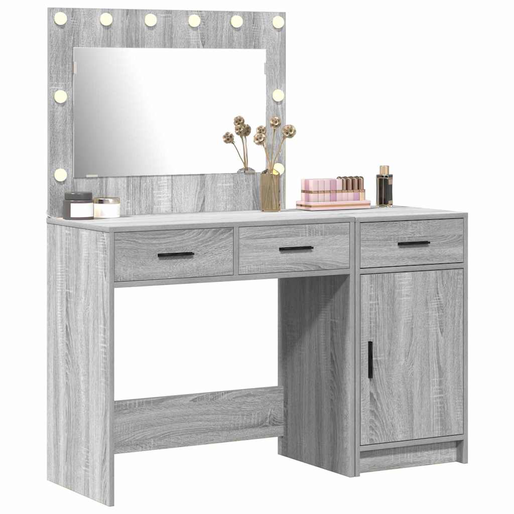 Schminktisch mit Spiegelbeleuchtung 2 pcs Grau Holzwerkstoff