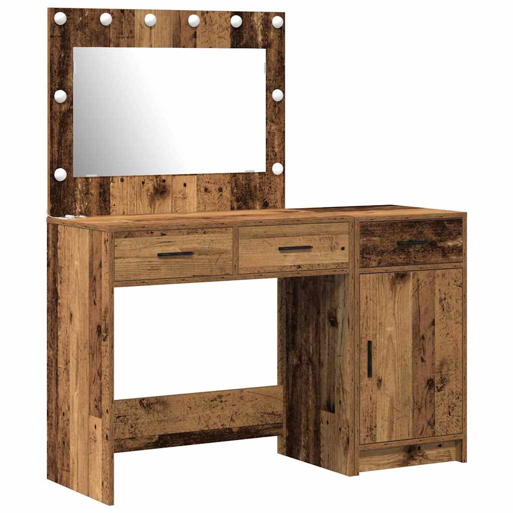 Schminktisch mit Spiegelbeleuchtung 2 pcs Braun Holzwerkstoff