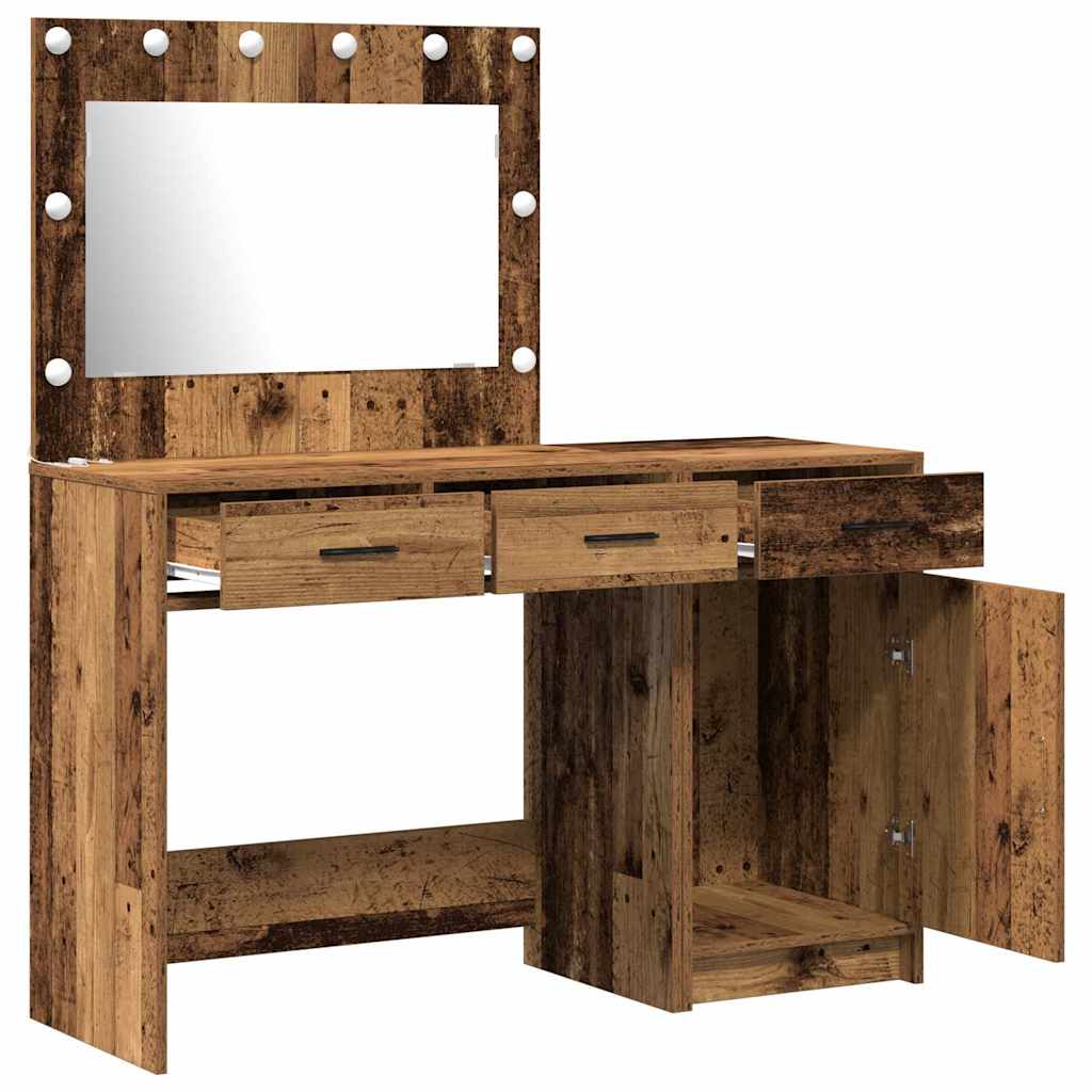 Schminktisch mit Spiegelbeleuchtung 2 pcs Braun Holzwerkstoff