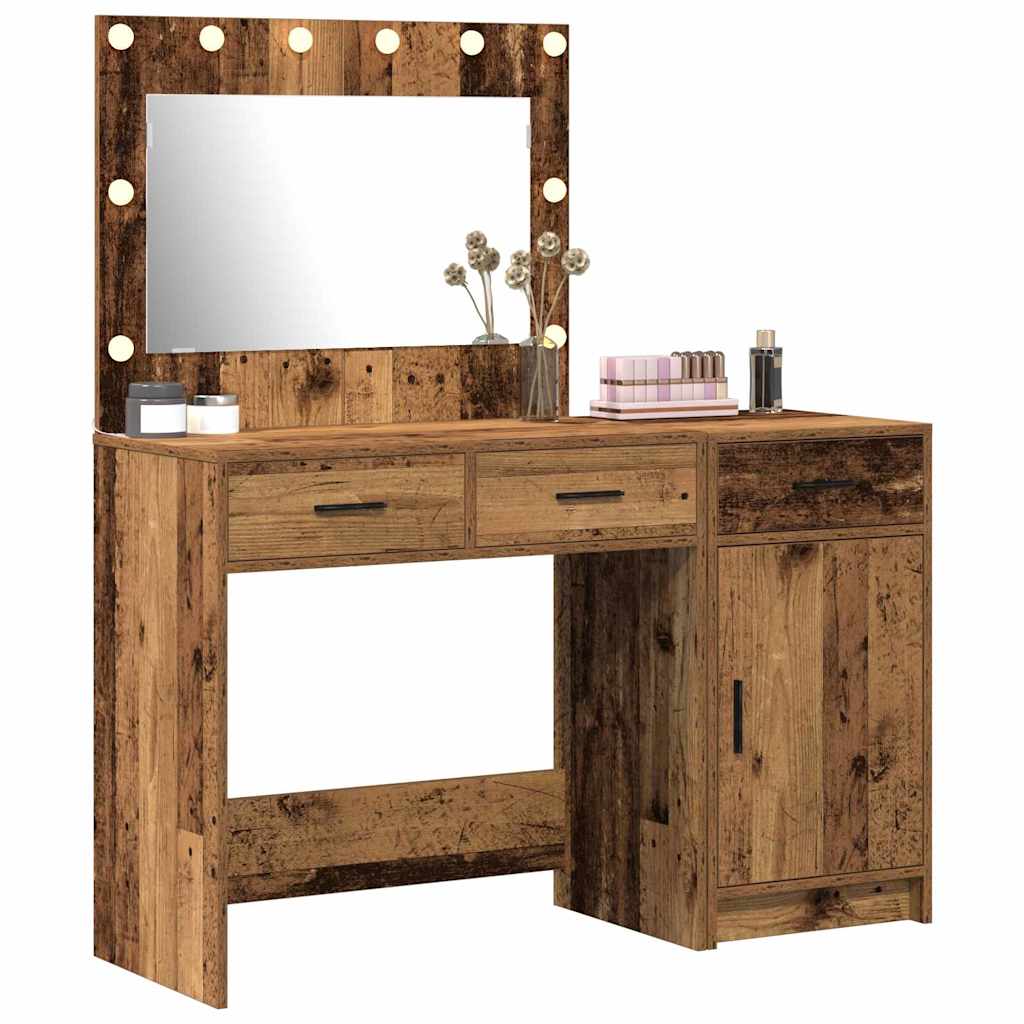 Schminktisch mit Spiegelbeleuchtung 2 pcs Braun Holzwerkstoff