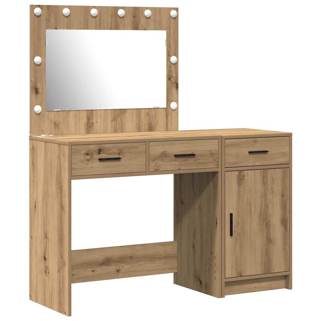 Schminktisch mit Spiegelbeleuchtung 2 pcs Braun Holzwerkstoff