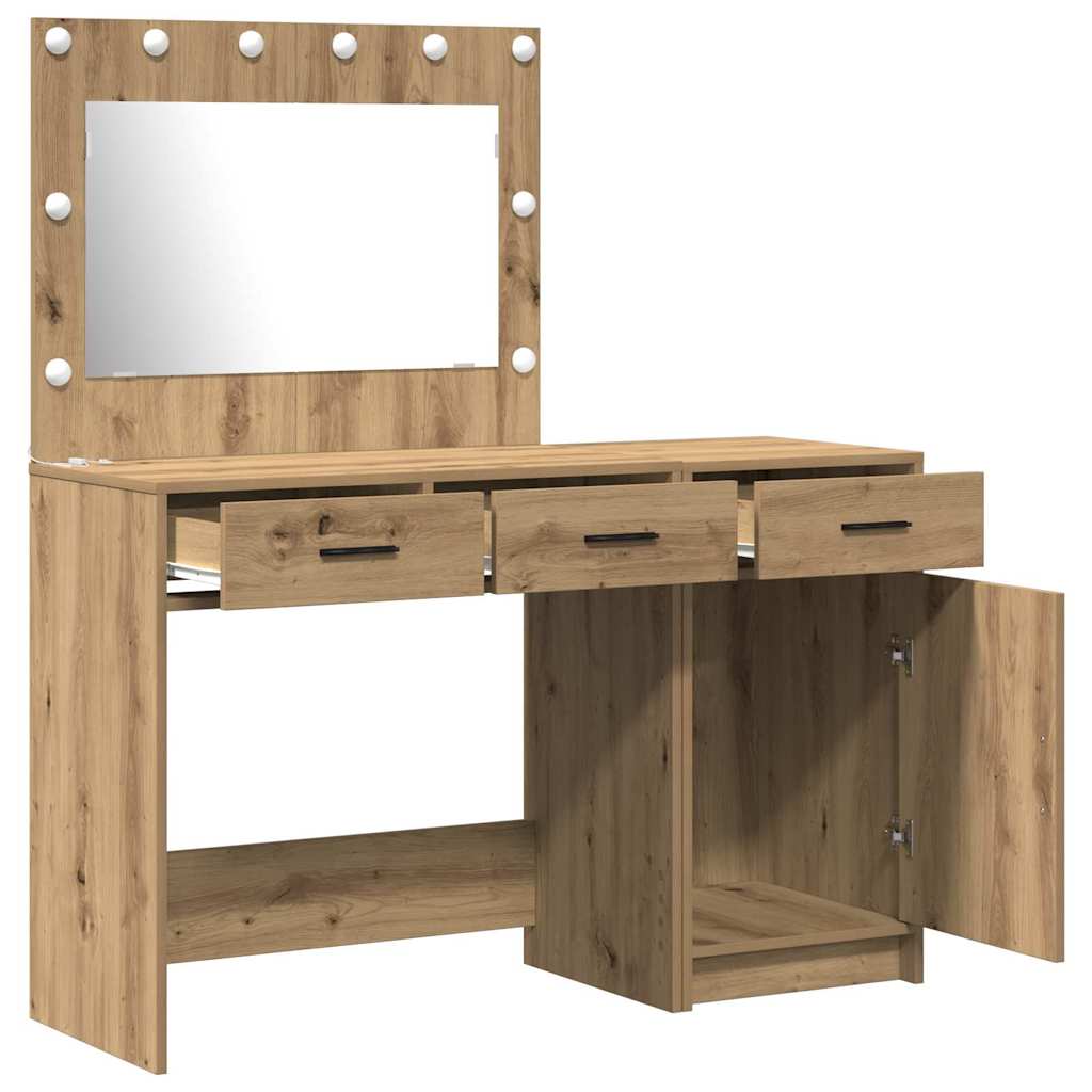 Schminktisch mit Spiegelbeleuchtung 2 pcs Braun Holzwerkstoff
