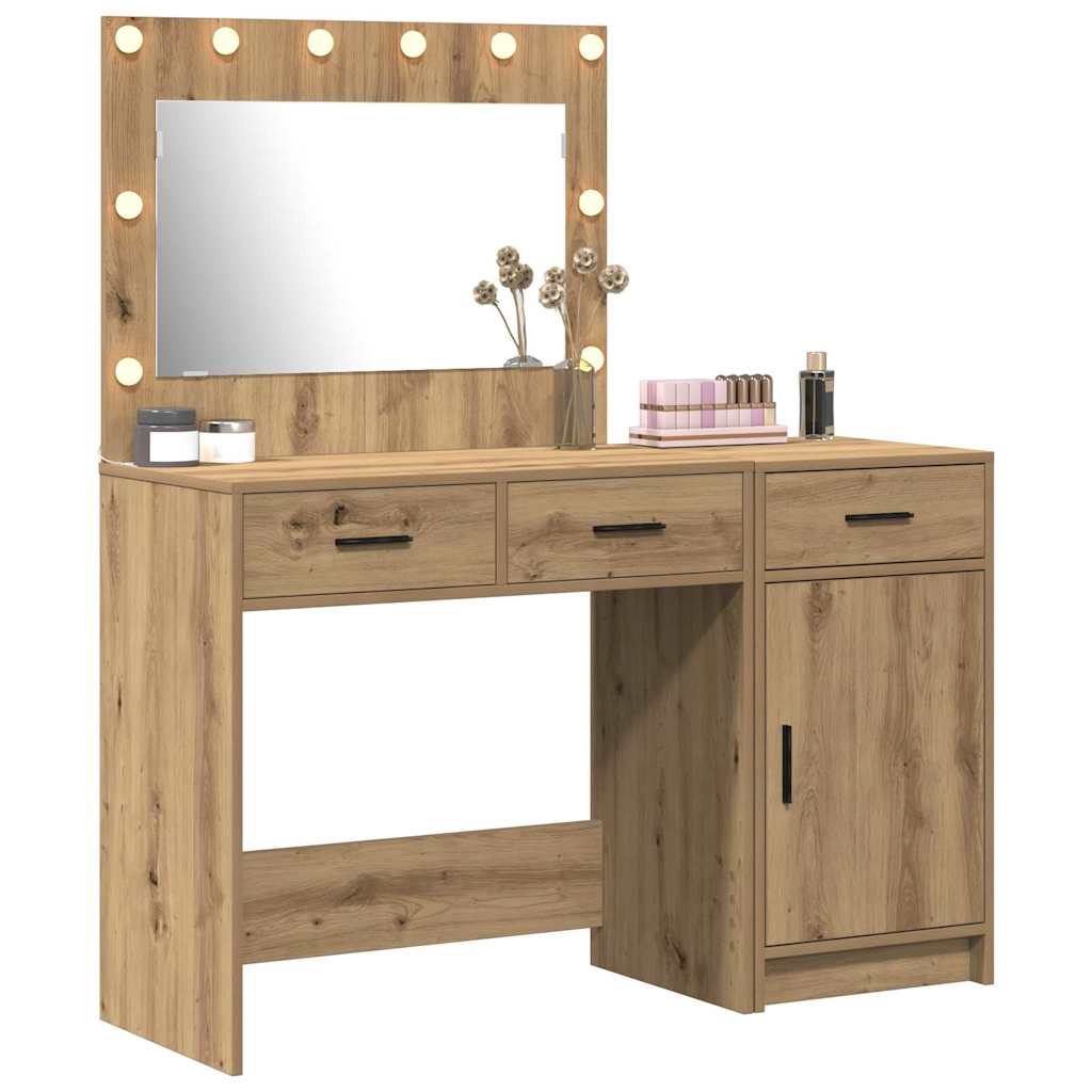 Schminktisch mit Spiegelbeleuchtung 2 pcs Braun Holzwerkstoff