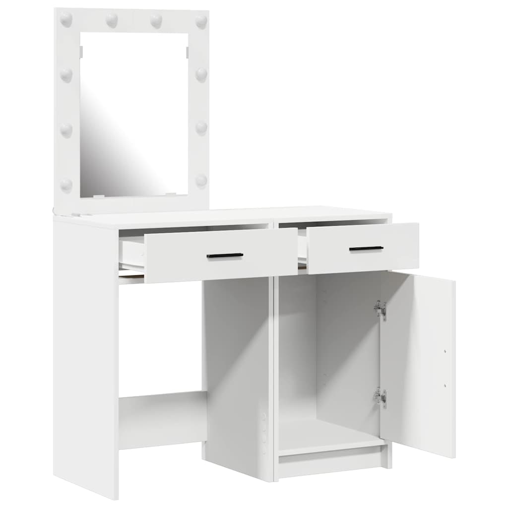 Schminktisch mit Tür 2 pcs Weiß 50 x 41 x 135 cm Holzwerkstoff