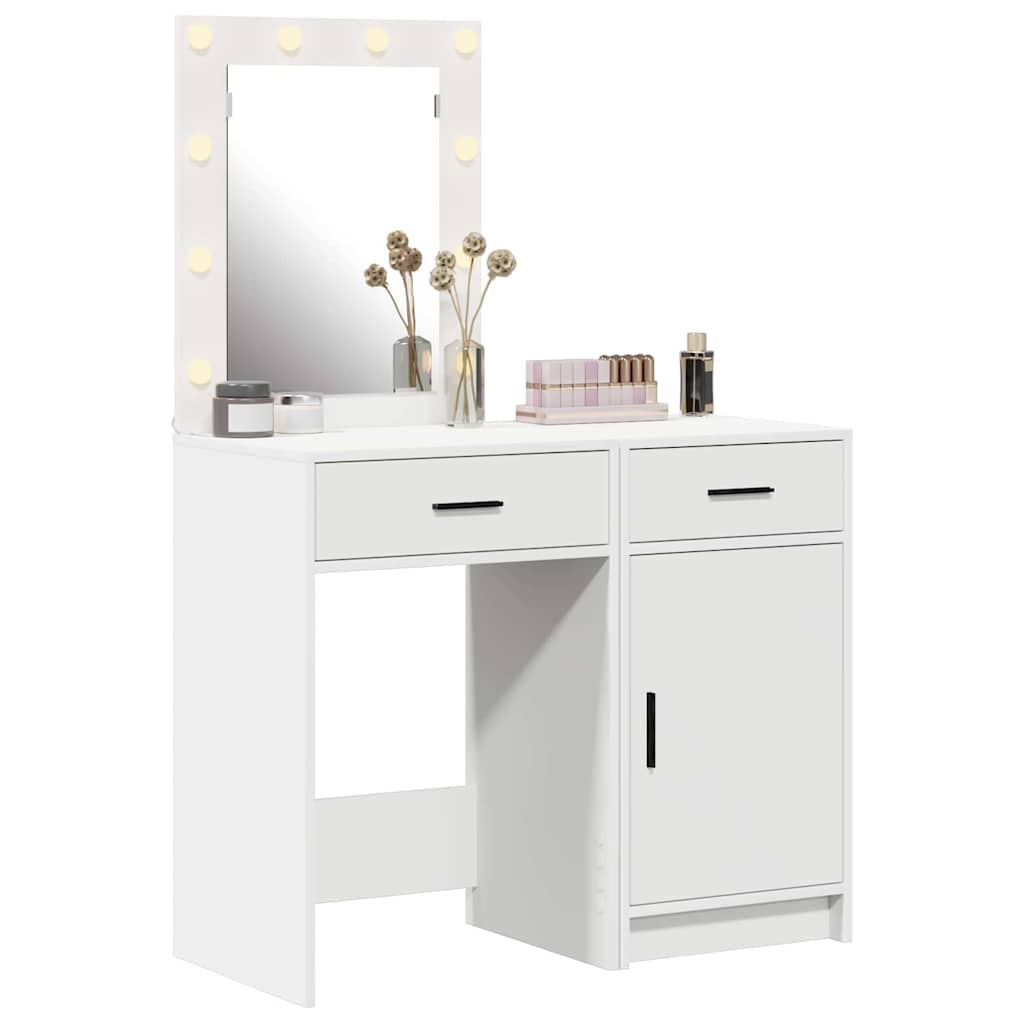 Schminktisch mit Tür 2 pcs Weiß 50 x 41 x 135 cm Holzwerkstoff