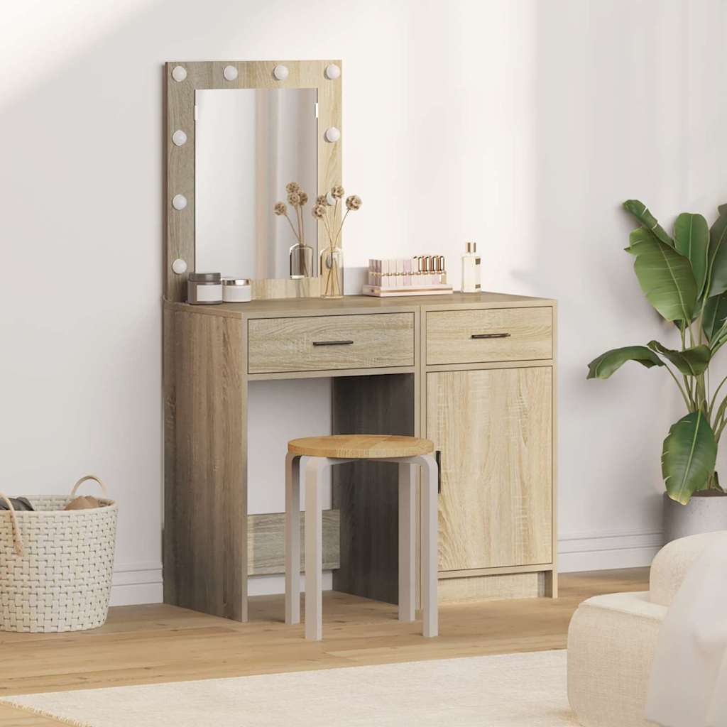 Schminktisch mit Tür 2 pcs Braun 50 x 41 x 135 cm Holzwerkstoff