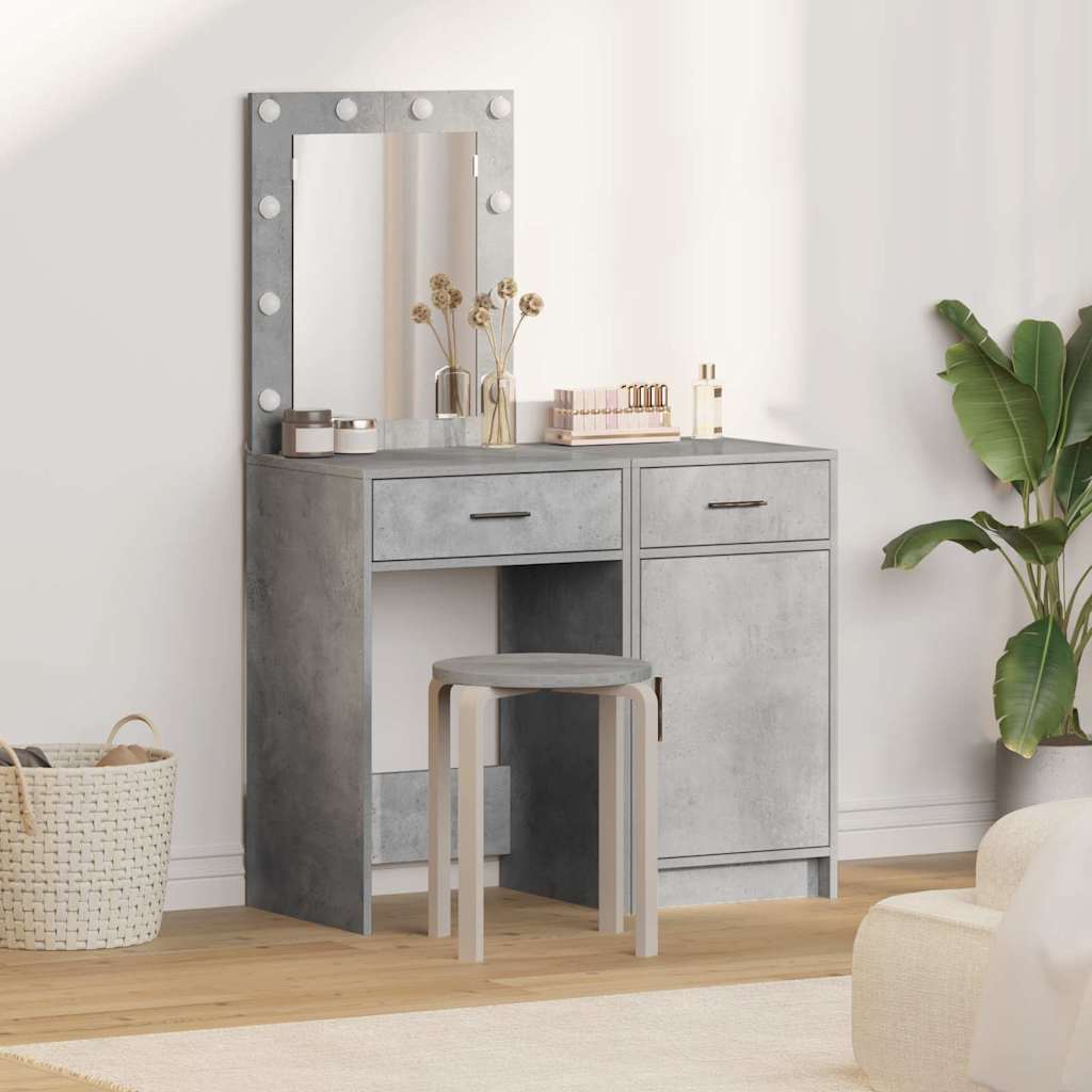 Schminktisch mit Tür 2 pcs Grau 50 x 41 x 135 cm Holzwerkstoff