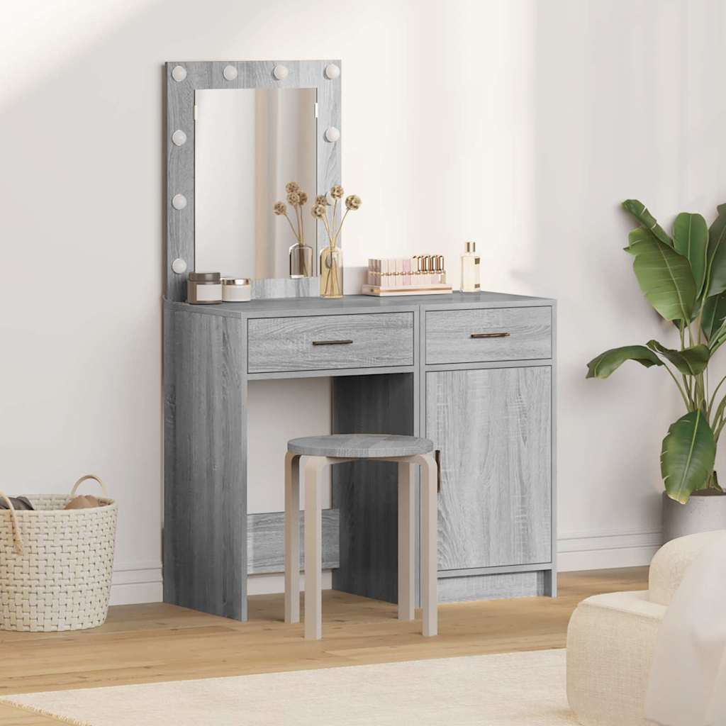 Schminktisch mit Tür 2 pcs Grau 50 x 41 x 135 cm Holzwerkstoff
