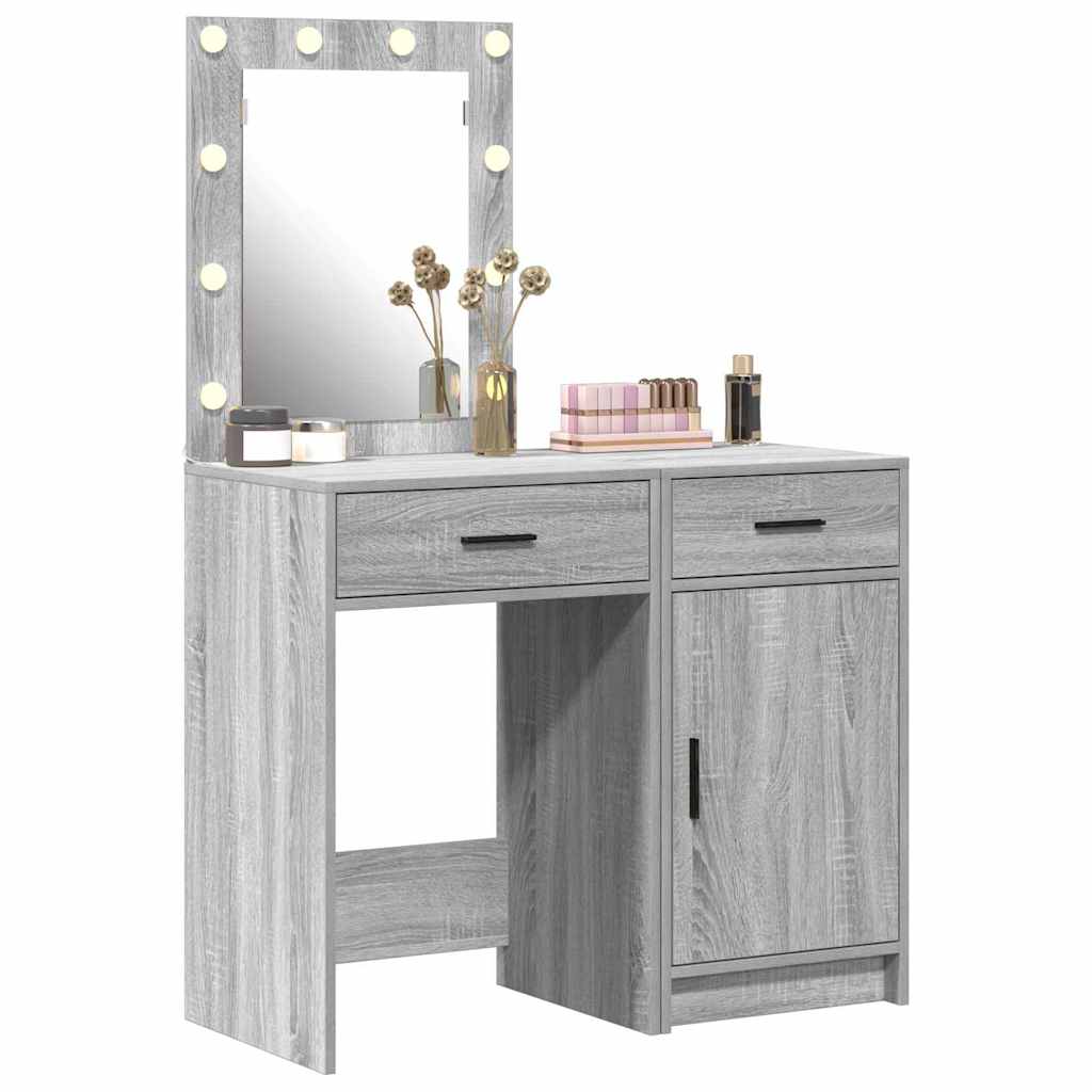 Schminktisch mit Tür 2 pcs Grau 50 x 41 x 135 cm Holzwerkstoff
