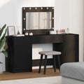 Schminktisch mit Spiegelbeleuchtung 3 pcs Schwarz Holzwerkstoff