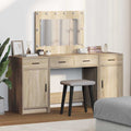 Schminktisch mit Spiegelbeleuchtung 3 pcs Braun Holzwerkstoff