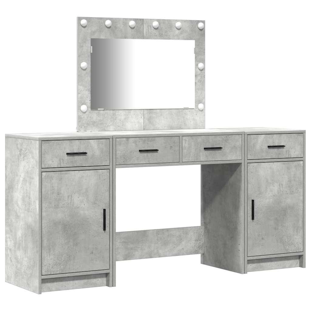 Schminktisch mit Spiegelbeleuchtung 3 pcs Grau Holzwerkstoff