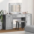 Schminktisch mit Spiegelbeleuchtung 3 pcs Grau Holzwerkstoff