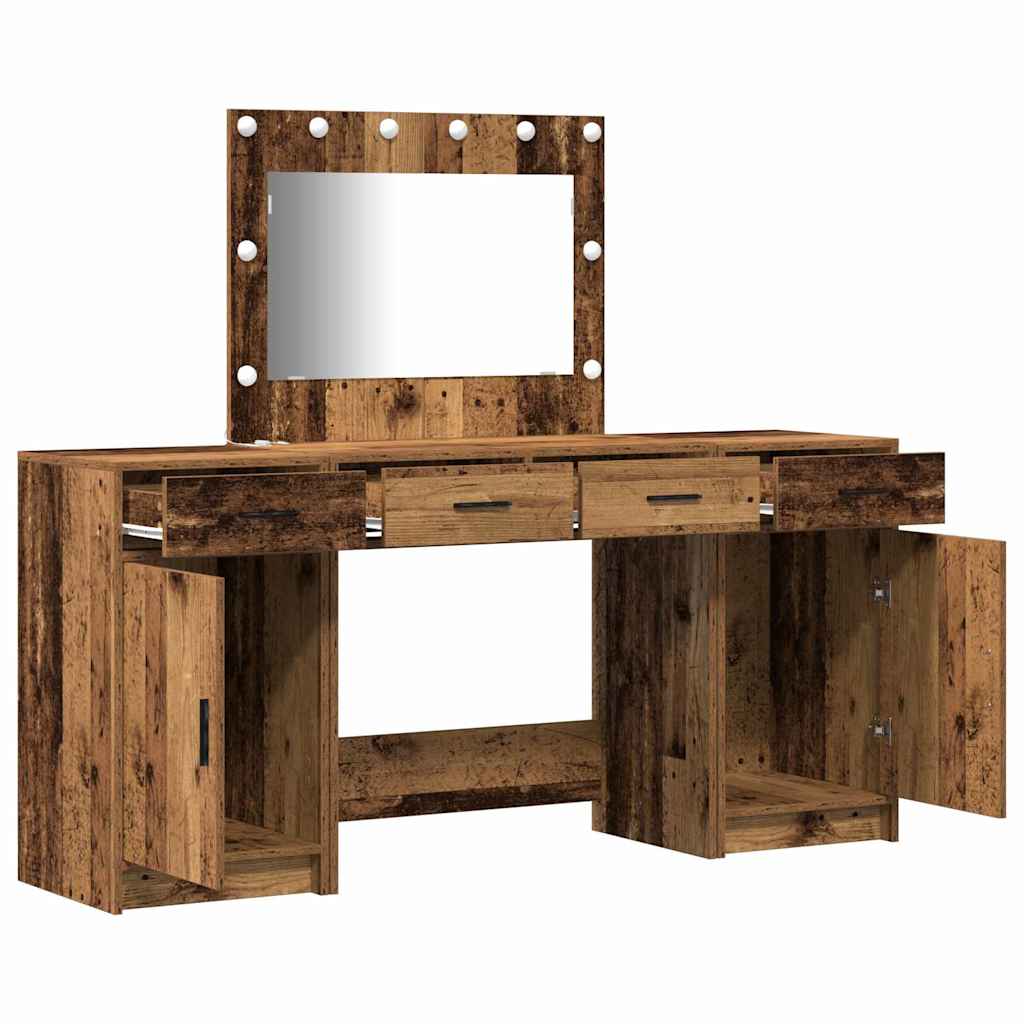 Schminktisch mit Spiegelbeleuchtung 3 pcs Braun Holzwerkstoff
