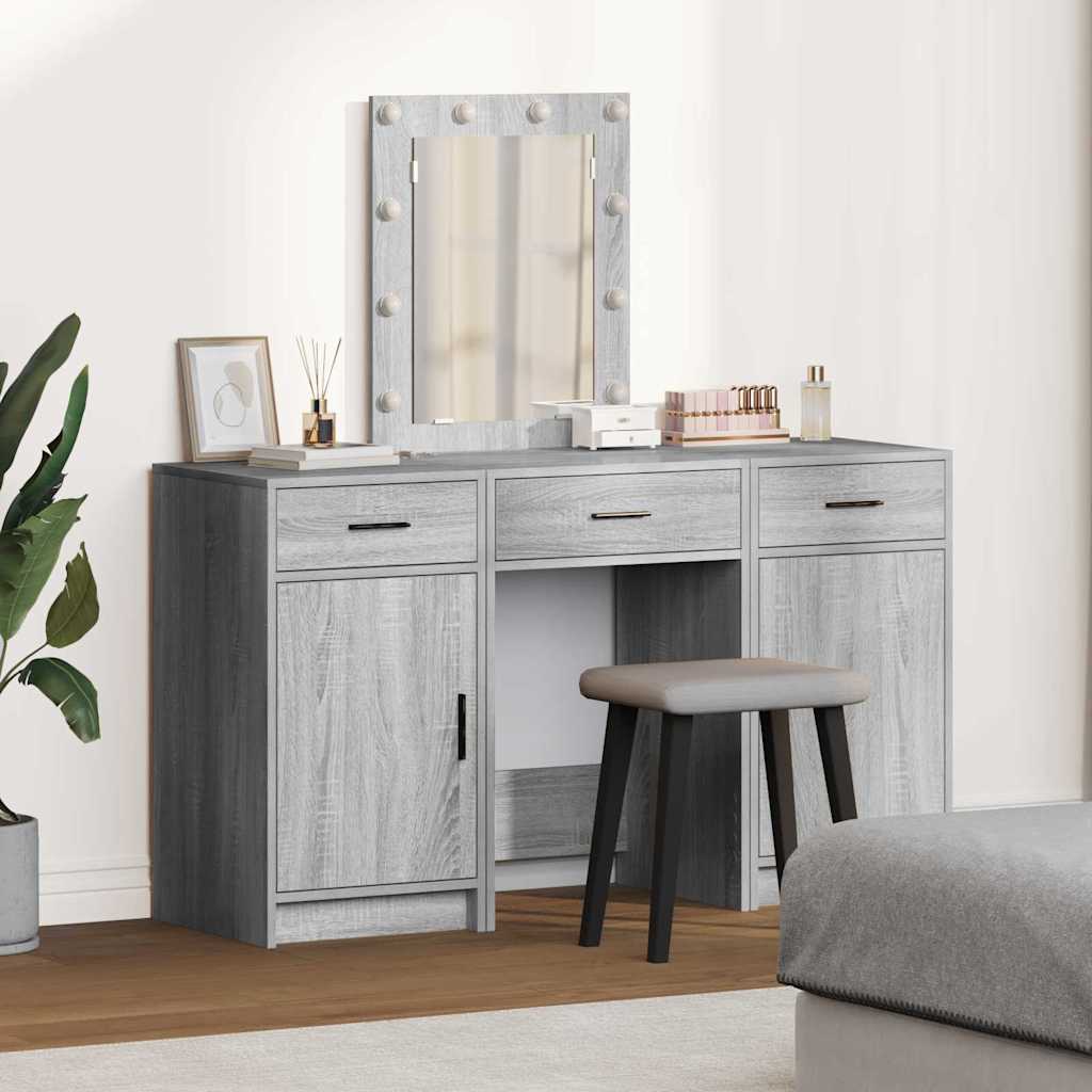 Schminktisch mit Schubladen Grau 50 x 41 x 135 cm Holzwerkstoff