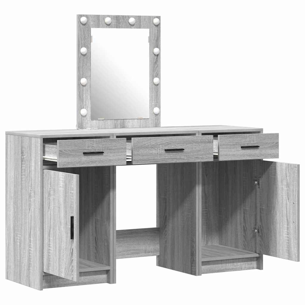 Schminktisch mit Schubladen Grau 50 x 41 x 135 cm Holzwerkstoff