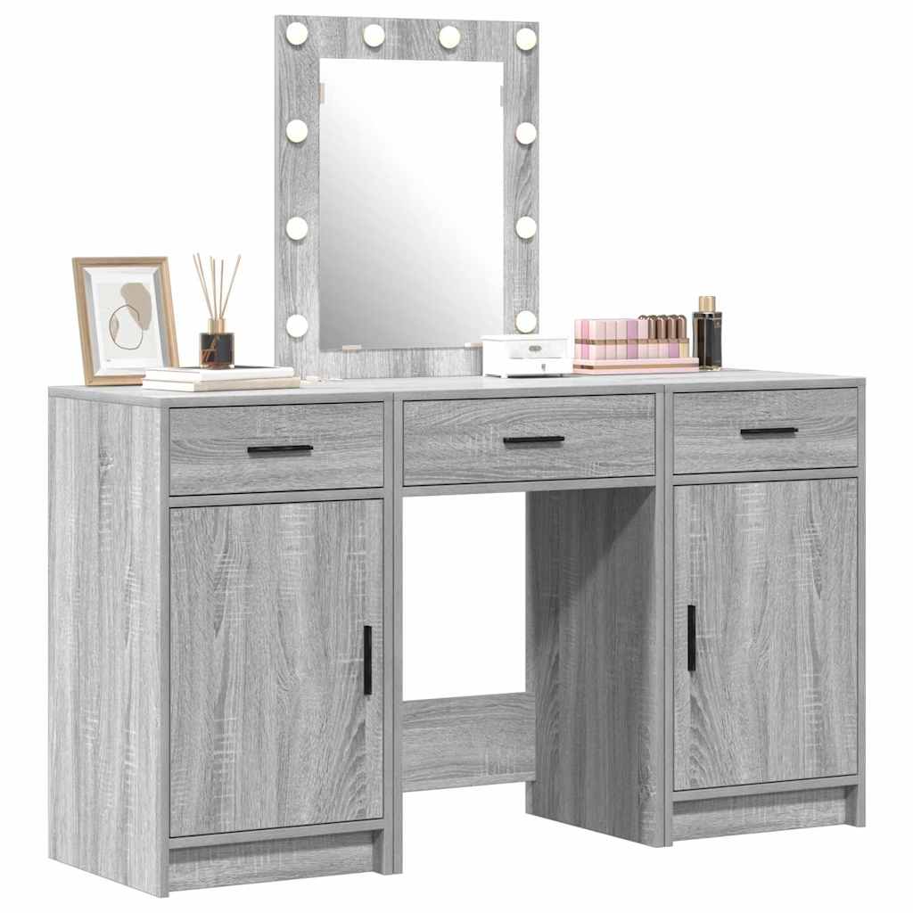 Schminktisch mit Schubladen Grau 50 x 41 x 135 cm Holzwerkstoff
