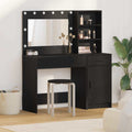 Schminktisch mit Spiegelbeleuchtung 2 pcs Schwarz Holzwerkstoff