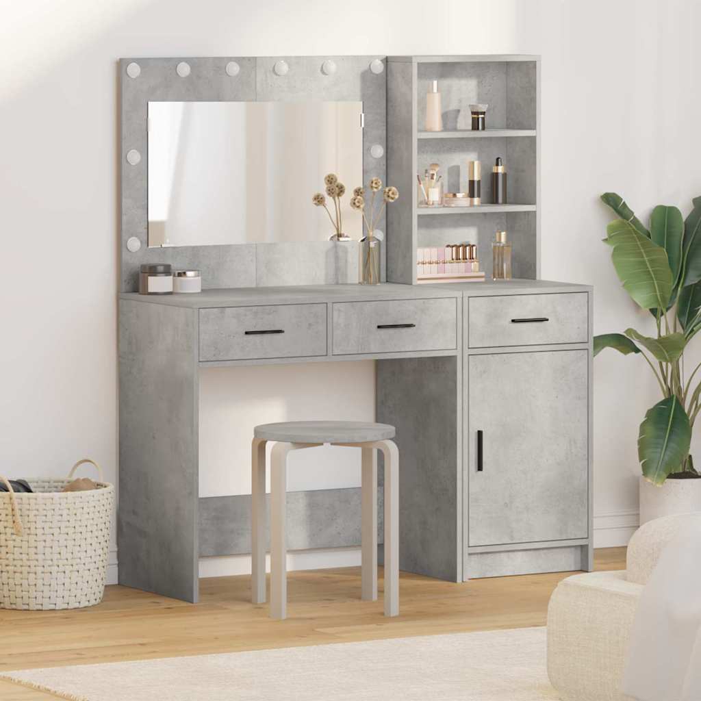 Schminktisch mit Spiegelbeleuchtung 2 pcs Grau Holzwerkstoff