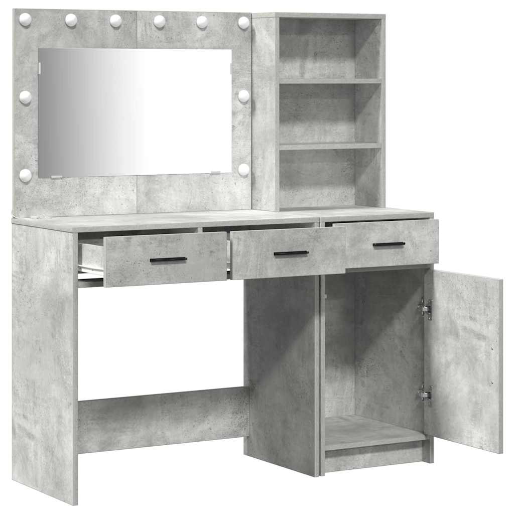 Schminktisch mit Spiegelbeleuchtung 2 pcs Grau Holzwerkstoff