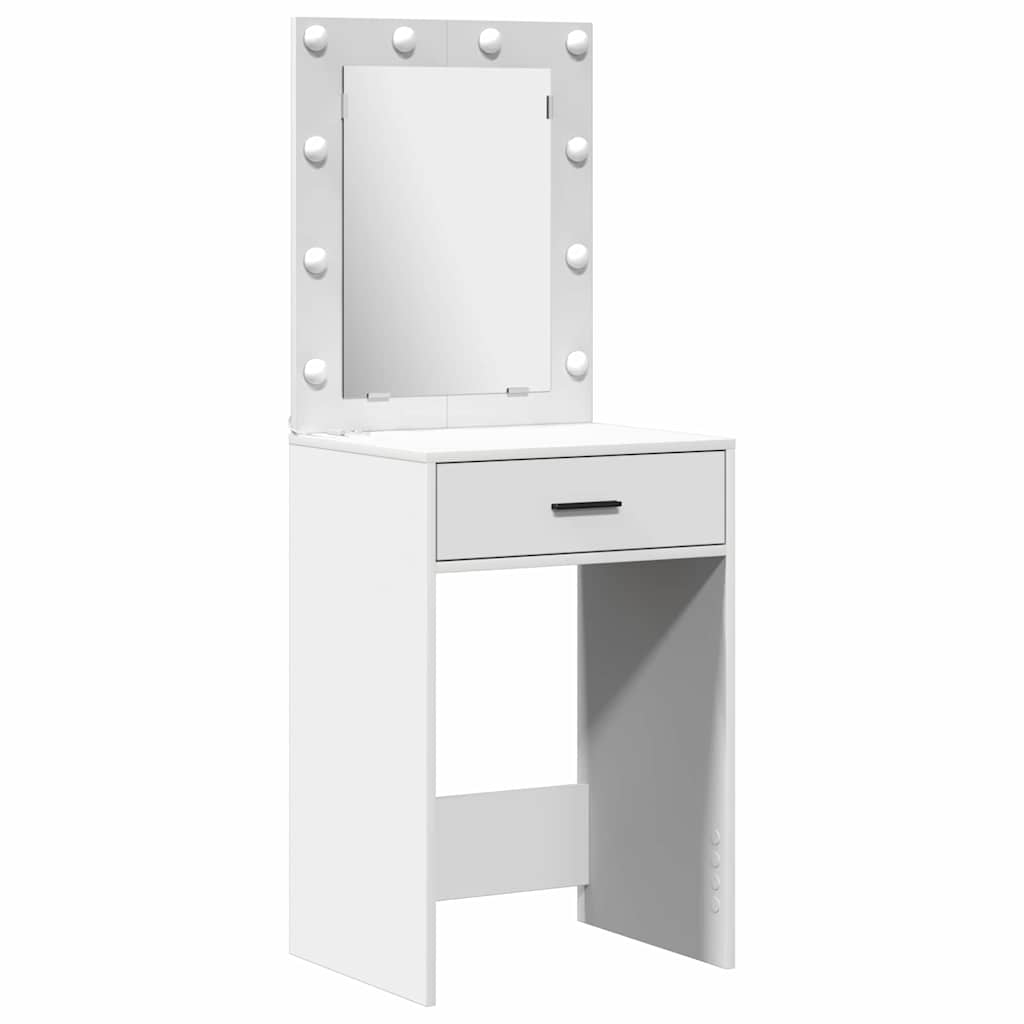 Schminktischset mit LED mit Schubladen 2 pcs Weiß Holzwerkstoff